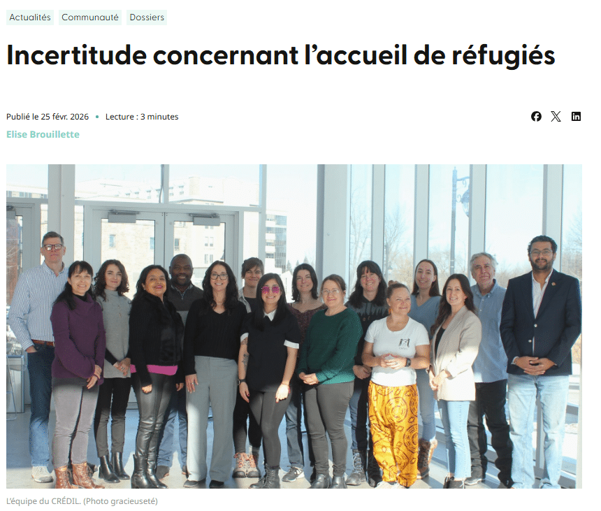 Incertitude concernant l&rsquo;accueil de réfugiés à Joliette – Article paru sur le Journal L&rsquo;Action